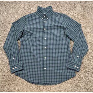 MIZZEN & MAIN Leeward Collection Button Down Shirt Mens Medium Green Blue Plaid